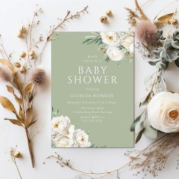 Beautiful Sage Green & White Floral
