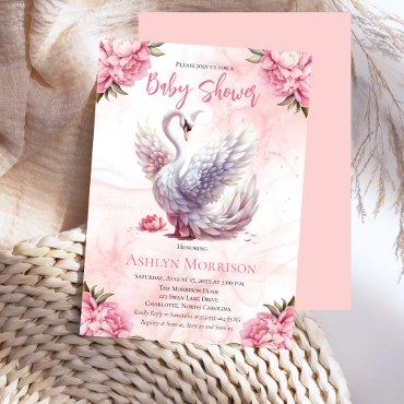 Beautiful Swan Pink Floral Girl