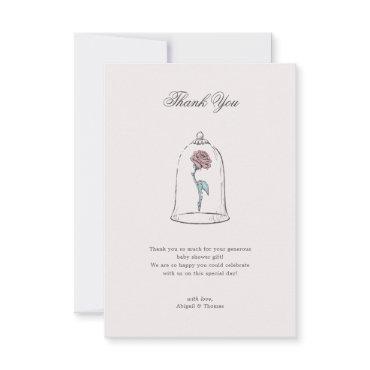 Beauty and the Beast | Enchanted Rose Baby Shower Thank You Card