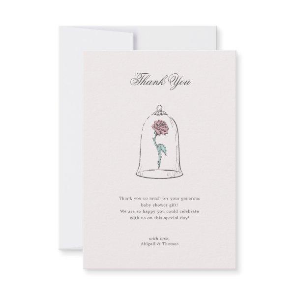 Beauty and the Beast | Enchanted Rose Baby Shower Thank You Card