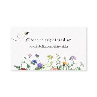 Bee and Wildflower Baby Shower Registry  Enclosure Card