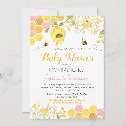 Bee Baby Shower Invitations Baby Girl