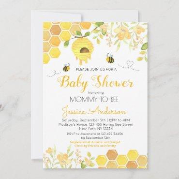 Bee Baby Shower Invitations Boy Girl Bumble Bee
