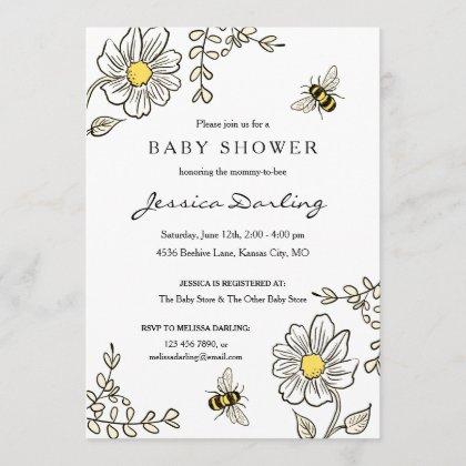 Bee Baby Shower Invitations for Bumble Bee Shower