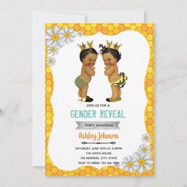 Bee gender reveal african kid party holiday card