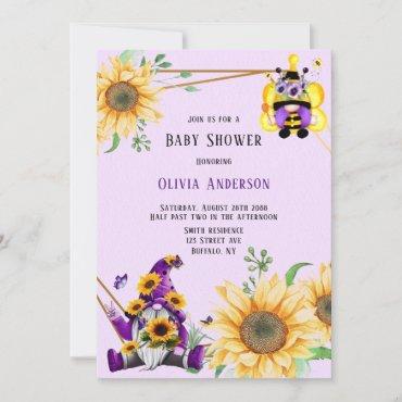 Bee Gnome in Purple and Yellow Floral