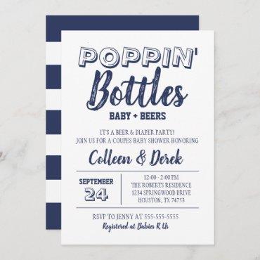 Beer Baby Shower Invitation | Navy and White