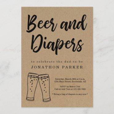 Beer & Diaper Party - Daddy, Guy, Men Baby Shower Invitation