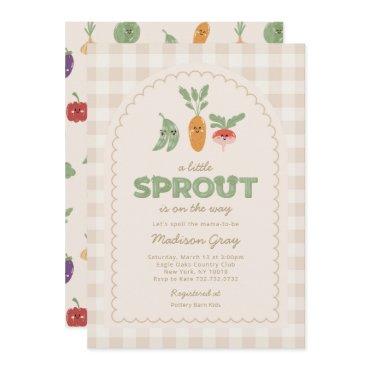 Beige Gingham Little Sprout on the Way