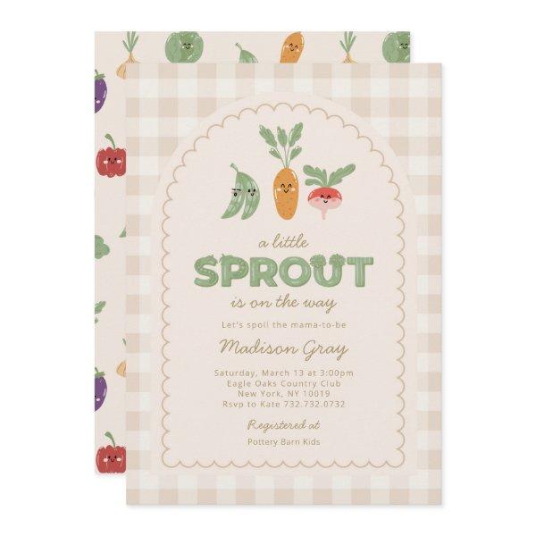 Beige Gingham Little Sprout on the Way