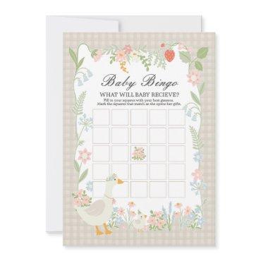 Beige Silly Goose Floral Gingham Baby Bingo Game