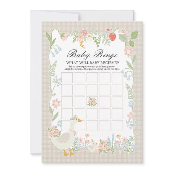 Beige Silly Goose Floral Gingham Baby Bingo Game