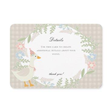 Beige Silly Goose Gingham Floral Details Enclosure Card