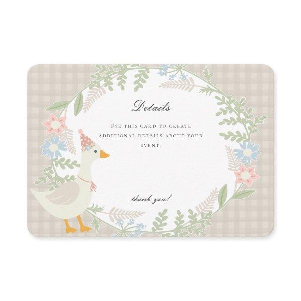 Beige Silly Goose Gingham Floral Details Enclosure Card