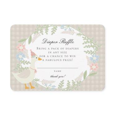 Beige Silly Goose Gingham Floral Diaper Raffle Enclosure Card