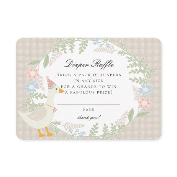 Beige Silly Goose Gingham Floral Diaper Raffle Enclosure Card