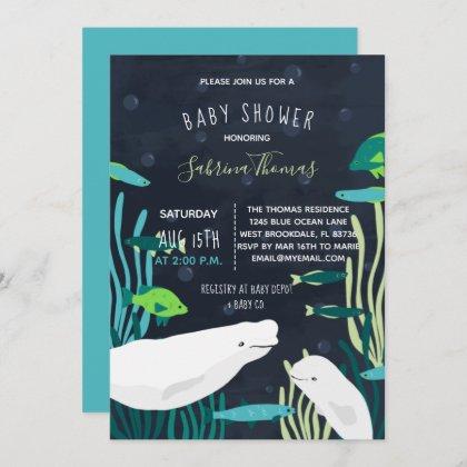 Beluga Whale Baby Shower Invitation
