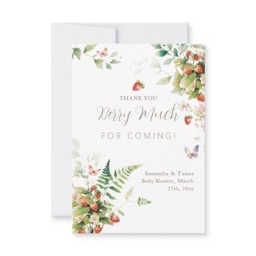 Berry Sweet Woodland Baby Shower Strawberry Thank You Card