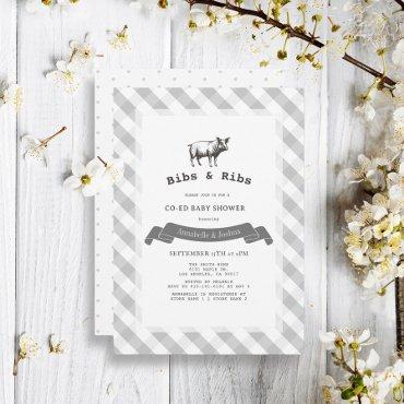 Bibs & Ribs Rustic Gray Gingham Co-Ed