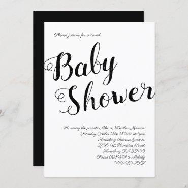 Black and White Baby Shower Gender Neutral Co-ed Invitation