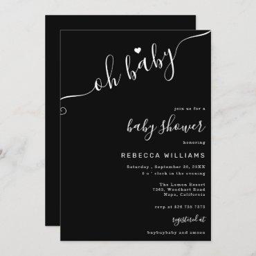 Black and White Minimalist Baby Shower Invitation