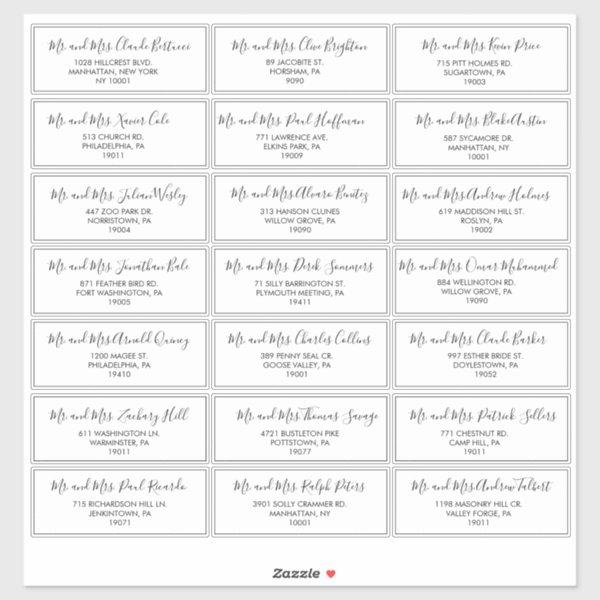 Black and White Wedding Guest Address Label