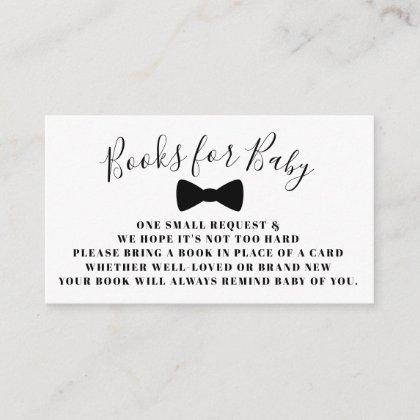 Black Bow Tie Books for Baby Book Request Card