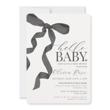 Black Coquette Bow Girl Baby Shower Invite