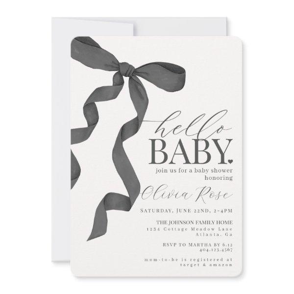 Black Coquette Bow Girl Baby Shower Invite