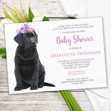 Black Labrador Retriever Baby Shower Pink Girl
