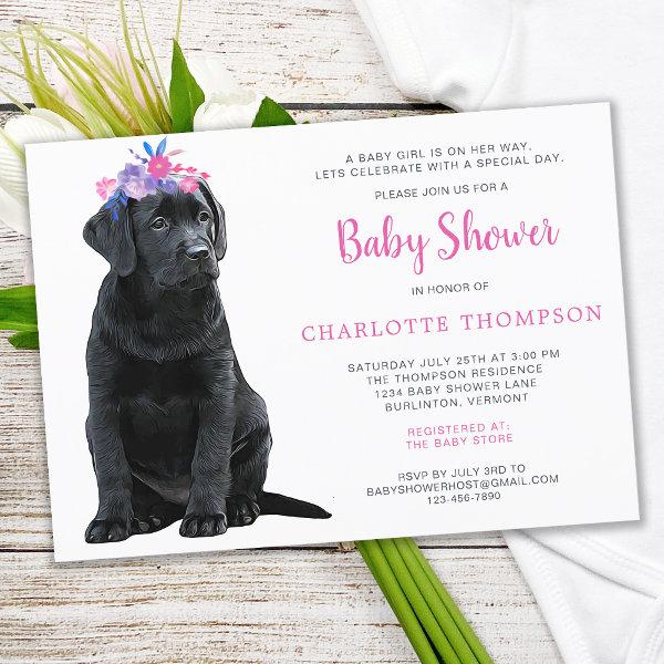 Black Labrador Retriever Baby Shower Pink Girl