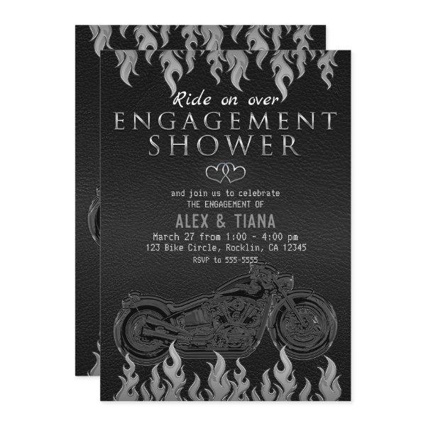 Black Leather Silver Motorcycle Engagement Shower