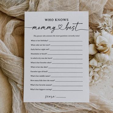 Black Script Who Knows Mommy Best Baby Shower Game