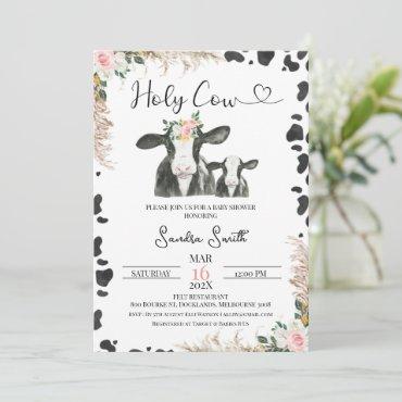 Black White Cow Calf Floral Cow Print