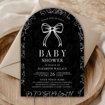 Black White Line Art Coquette Bow