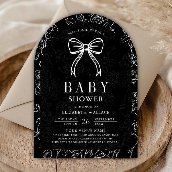 Black White Line Art Coquette Bow