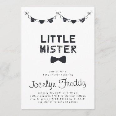 Black & White Little Mister Boy Baby Shower Invitation
