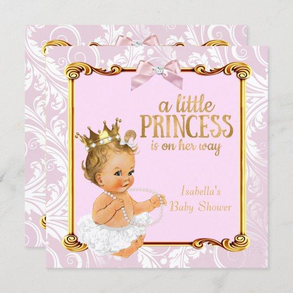 Blonde Baby Princess Baby Shower White Pink Gold