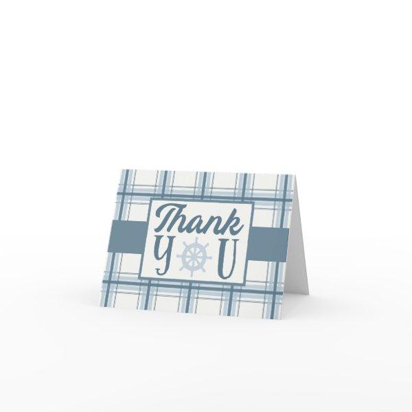 Blue and Cream Nautical Themed Thank You Card