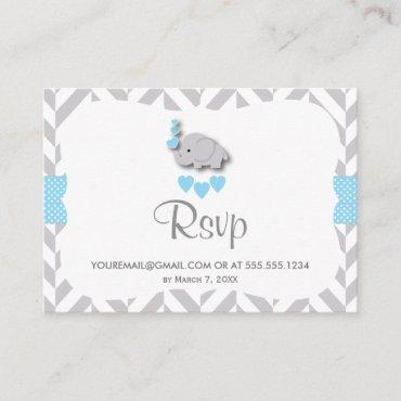 Blue and Gray Elephant Baby Shower - RSVP Email Enclosure Card