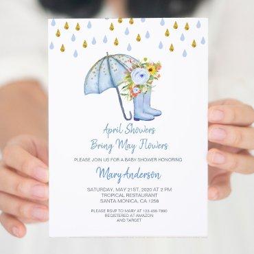 Blue April Showers Bring May Flowers Baby Shower