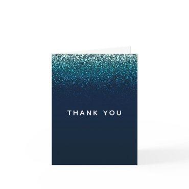 Blue Aqua Navy Glitter Sparkle Thank You