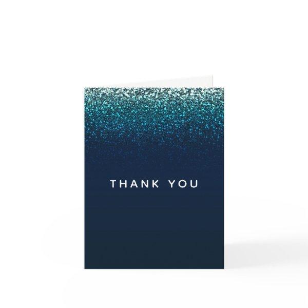 Blue Aqua Navy Glitter Sparkle Thank You