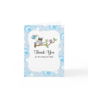 Blue Baby Owl Baby Shower Thank You
