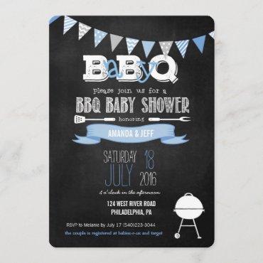 Blue BabyQ BBQ Baby Shower Invitation