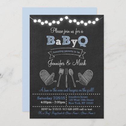 Blue BBQ Baby Shower Invitation