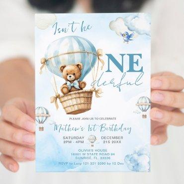 Blue Bear Hot Air Balloon Boys 1st Birthday
