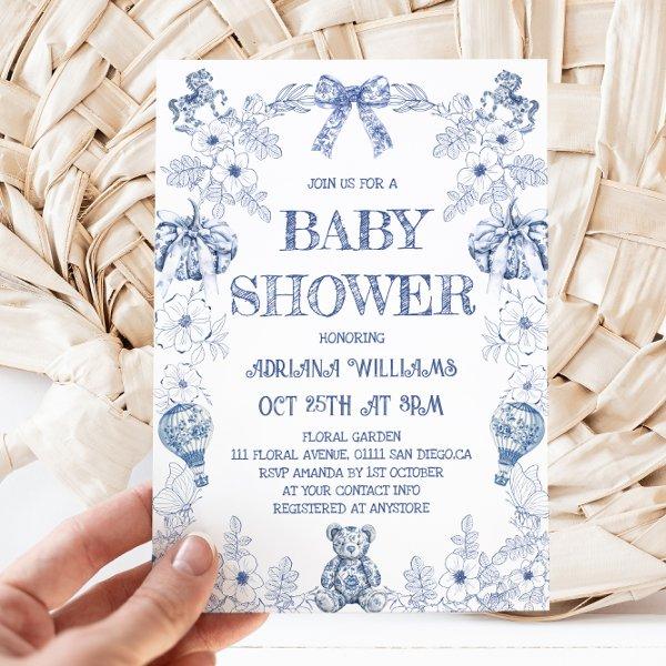 Blue Bear Pumpkin Toile Boy