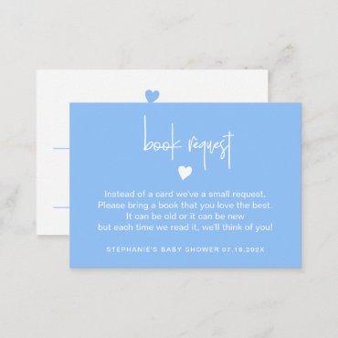 Blue book request ticket for chic baby boy shower note card