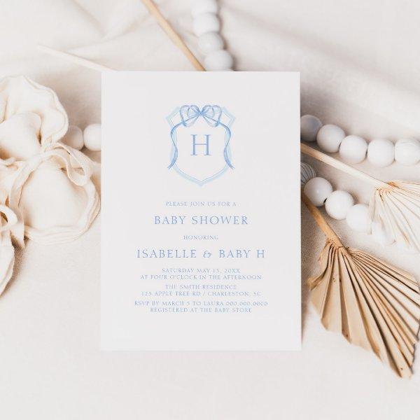 Blue Bow Monogram Crest